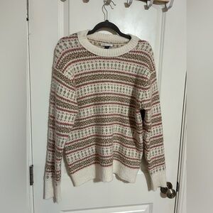 American Eagle Outfitters Cream and Red Patterned Sweater